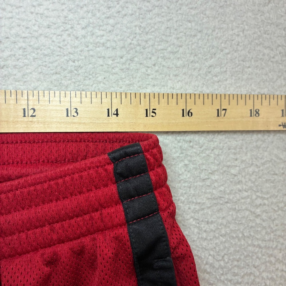 Y2K Nike Baggy Basketball Shorts Men S Red Black Mesh Silky Loose Drawstring - Picture 6 of 9